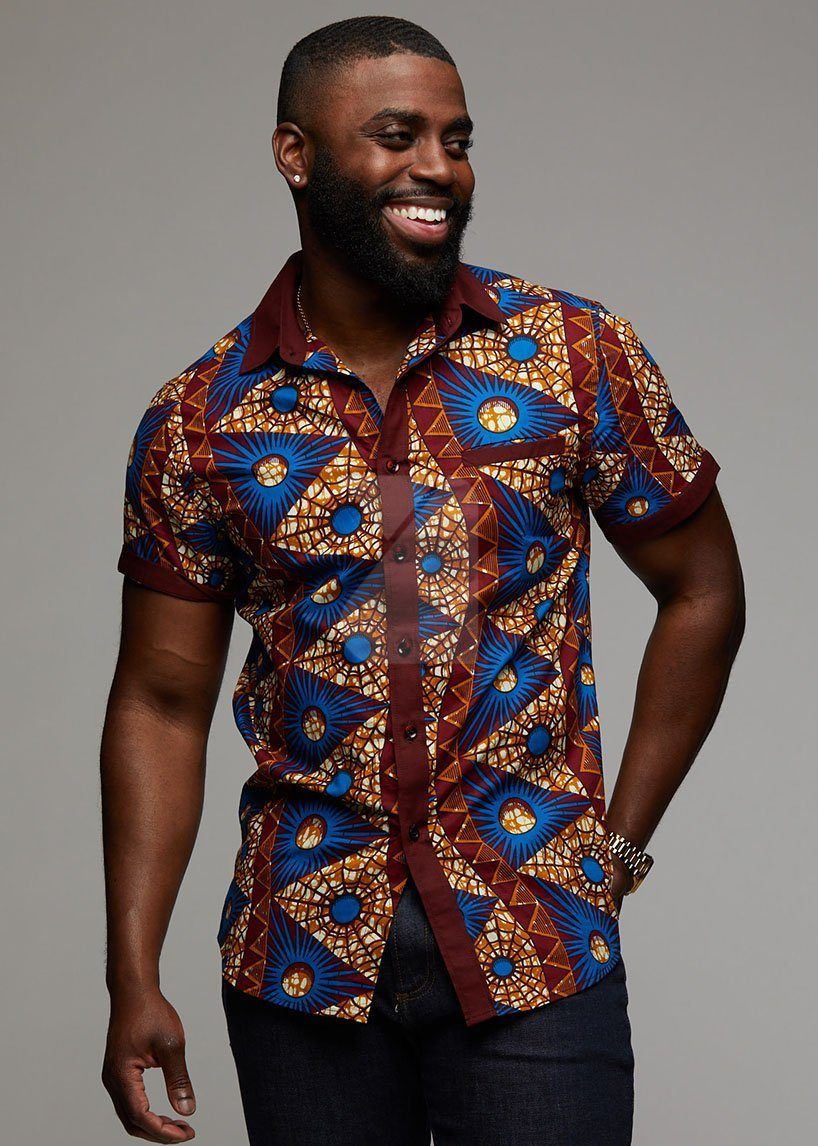 African mix polish cotton and ankara shirt for men 